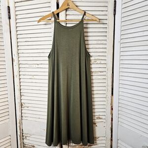 Old Navy Spaghetti Strap Rayon Jersey A-Line Dress Olive Green Small
